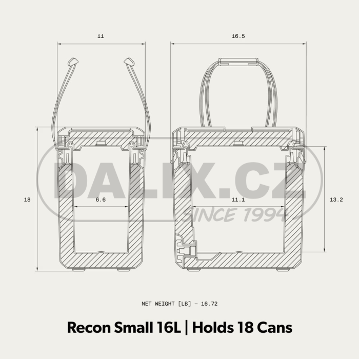 Nádrž na vodu a chladicí box s pevným pláštěm Dometic Recon, šedá