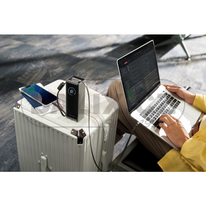 EcoFlow RAPID power banka (25000 mAh, 170 W) 2x100W vestavěný USB-C kabel - stříbrná