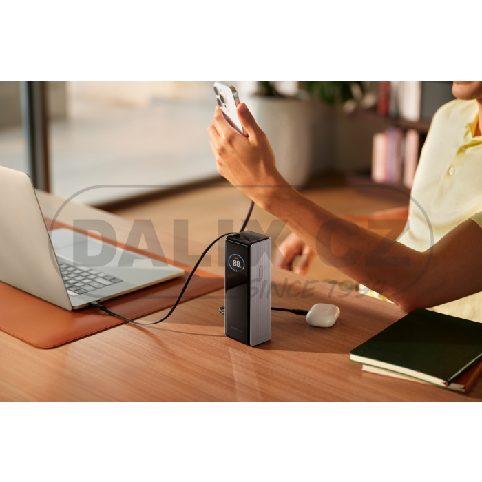 EcoFlow RAPID power banka (25000 mAh, 170 W) 2x100W vestavěný USB-C kabel - stříbrná