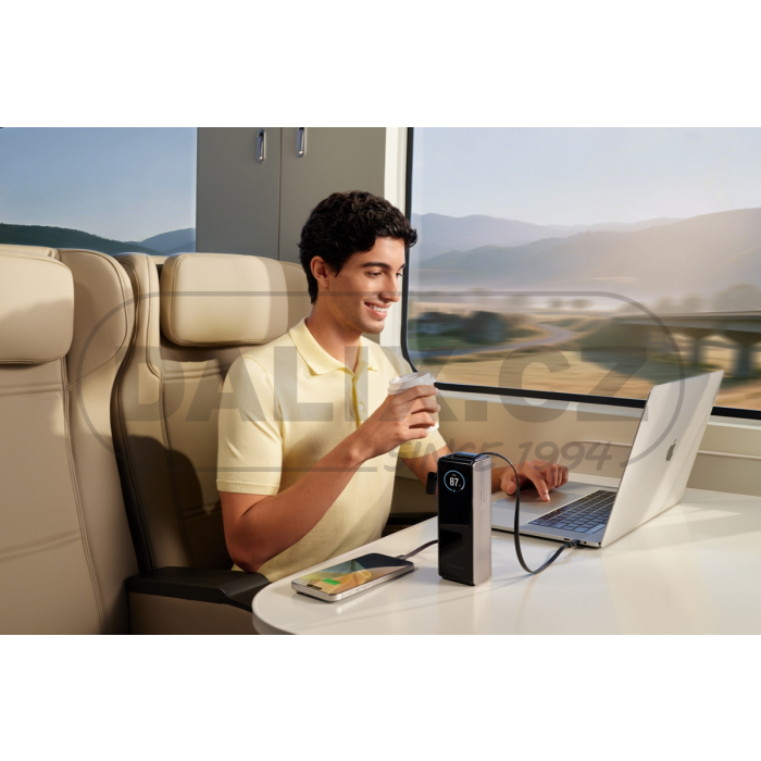 EcoFlow RAPID power banka (25000 mAh, 170 W) 2x100W vestavěný USB-C kabel - stříbrná